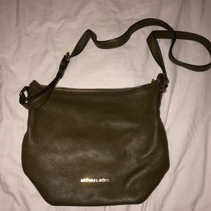 Michael Kors Olive Green Leather Messenger Bag
